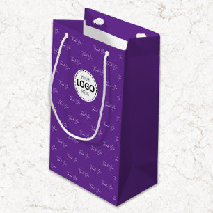 Custom Logo Thank You Pattern Purple Small Gift Bag