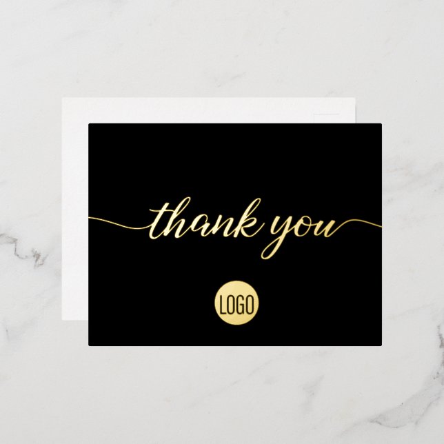 Custom logo Thank you Script Customer Appreciation Foil Invitation Postcard (Front/Back)