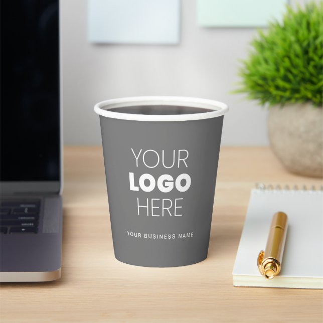 Custom Logo Two Sided Modern White Grey Paper Cups (Insitu)