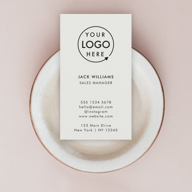 Custom Logo | Vertical Silver Grey Comapny Modern Business Card (Create a sleek professional branded look with this vertical gray business card design.)