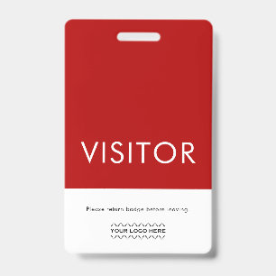 Custom Logo Visitor Badge Red