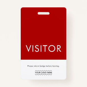 Custom Logo Visitor Badge Red
