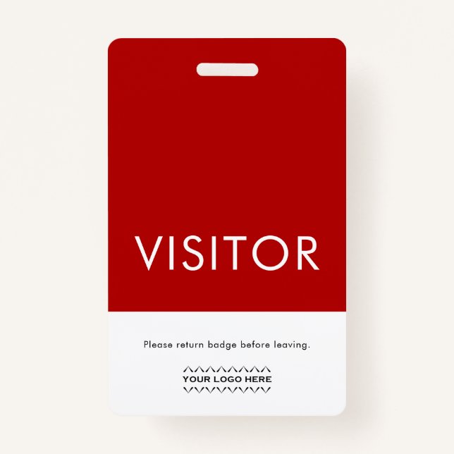Custom Logo Visitor Badge | Red (Front)