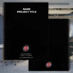 Custom Logo, Webiste, Name, Black Notebook