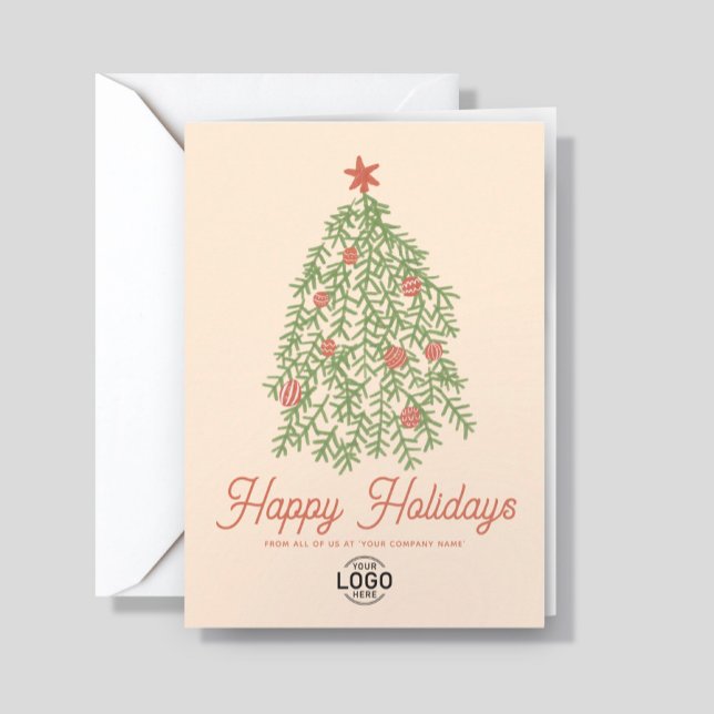 Custom Logo Whimsical Simple Hand Drawn Christmas Card (Creator Uploaded)