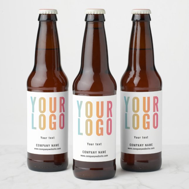 Custom Logo White Minimalist Beer Bottle Labels (Bottles)