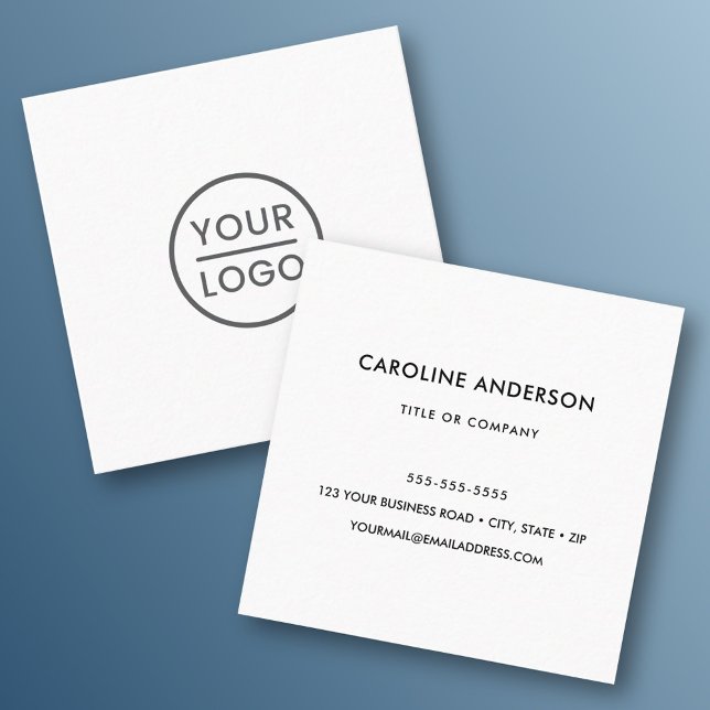 Custom logo, white, square, professional square business card (Creator Uploaded)
