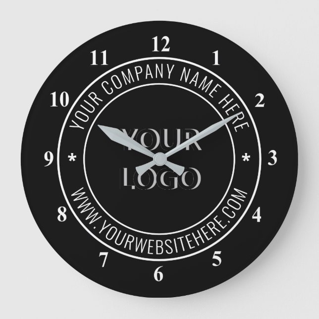 Custom Logo Your Business Office Stamp Personalize Large Clock (Front)