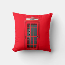 Custom London Red Phone Booth Throw Pillow