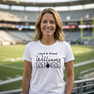 Custom Loud Proud Football Mom Name Game Day T-Shirt