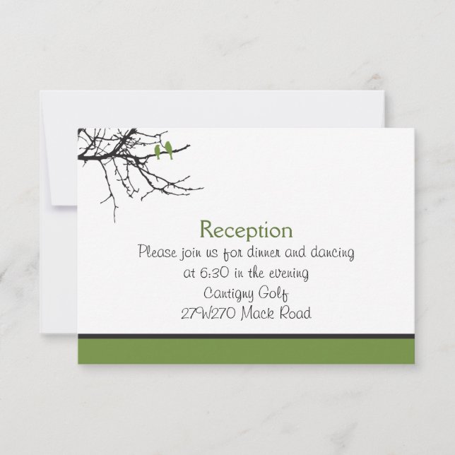 Custom Love Birds Reception Card (Front)