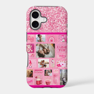 Custom Love Collage with 6 Photos Pink Cute