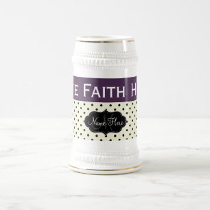 Custom Love Faith Hope Acai Violet Polka Dots Beer Stein