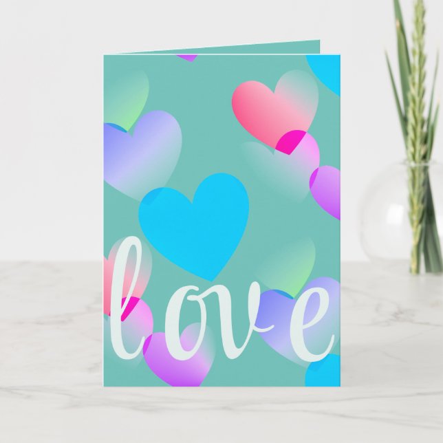 Custom Love Gliding Hearts Valentine's Day  Holiday Card (Front)