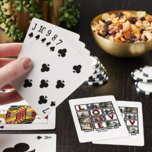 Custom Love Happy Valentines Day 8 Photo Collage Playing Cards