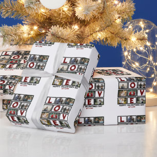 Custom Love Happy Valentines Day 8 Photo Collage Wrapping Paper