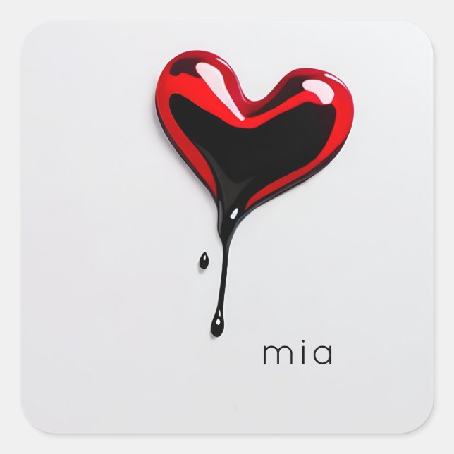 custom love heart monogram name modern minimal  square sticker (Front)