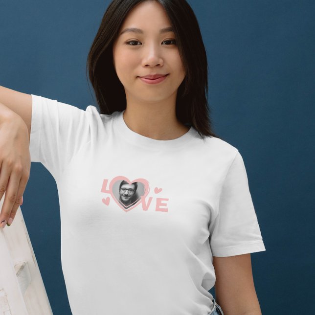Custom LOVE Heart Photo Personalized Romantic Gift T-Shirt (Creator Uploaded)