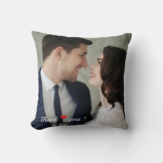 Custom love Heart Wedding Photo Throw Pillow