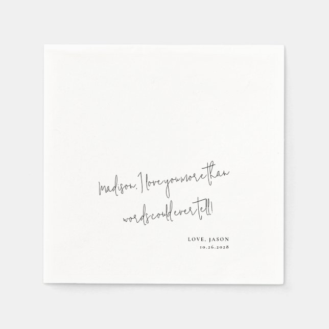Custom Love Note Handwritten Style Wedding Vows Napkin (Front)