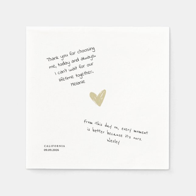 Custom Love Note Handwritten Typo-Personal Wedding Napkin (Front)
