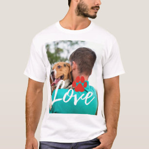 Custom LOVE Paw Print Dog Lover Pet Photo T-Shirt