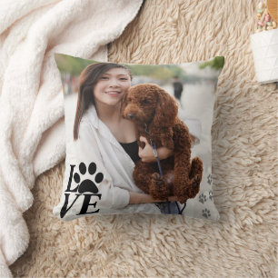 Custom LOVE Paw Print Dog Lover Pillow