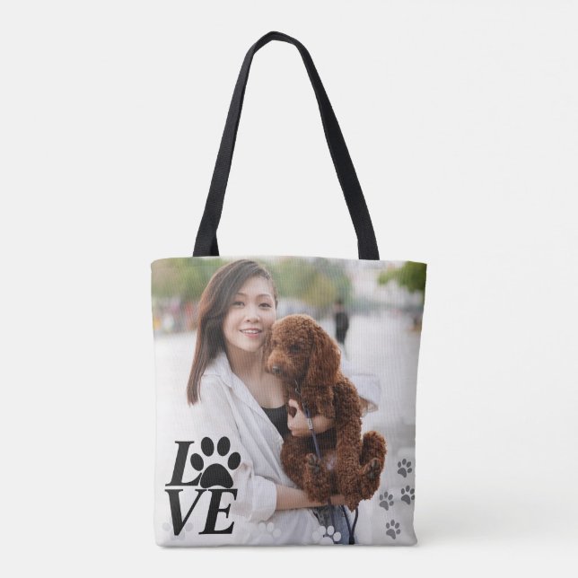  Custom LOVE Paw Print Tote Bag – Dog Lover's  (Back)