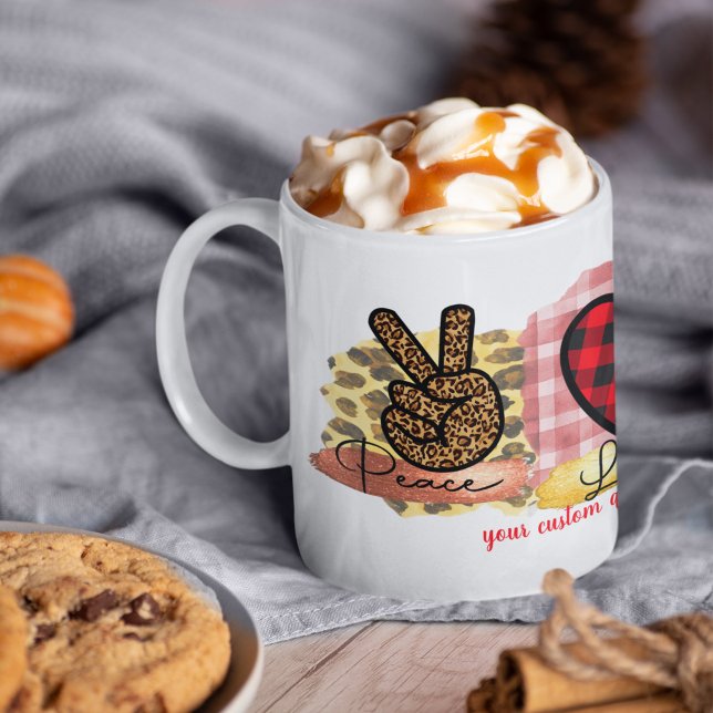 Custom Love Peace Corgi Valentine's Day Dog Coffee Mug (Creator Uploaded)