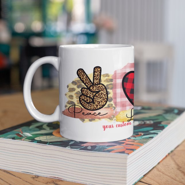 Custom Love Peace Maltese Valentine's Day Dog Coffee Mug (Creator Uploaded)