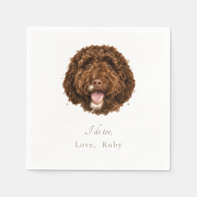 Custom  Love Pet's Name Head Image Wedding Napkins (Front)