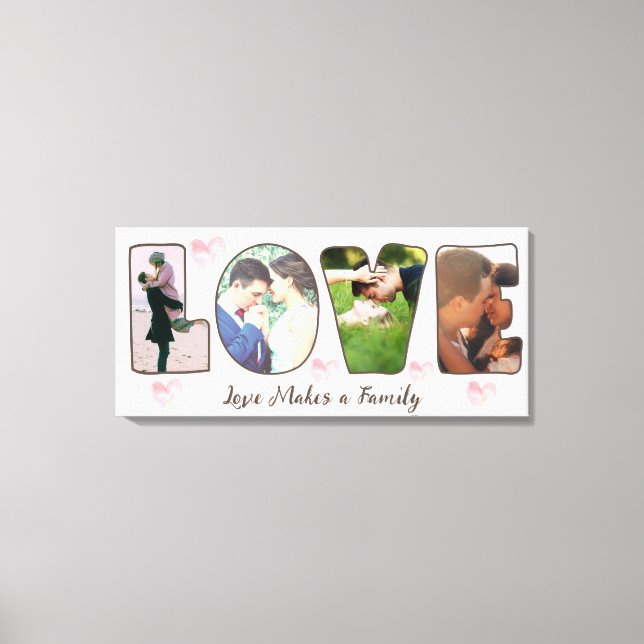 Custom love photo hearts and text canvas print (Front)