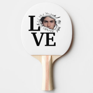 Custom love photo in a vintage hole ping pong paddle