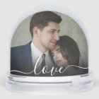 Custom Love Simple Modern Script 2 Photo Snow Glob