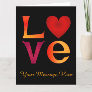 Custom LOVE Square Lettering Ombre Red & Yellow Card