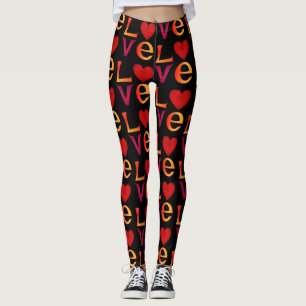 Custom LOVE Square Lettering Ombre Red & Yellow Leggings