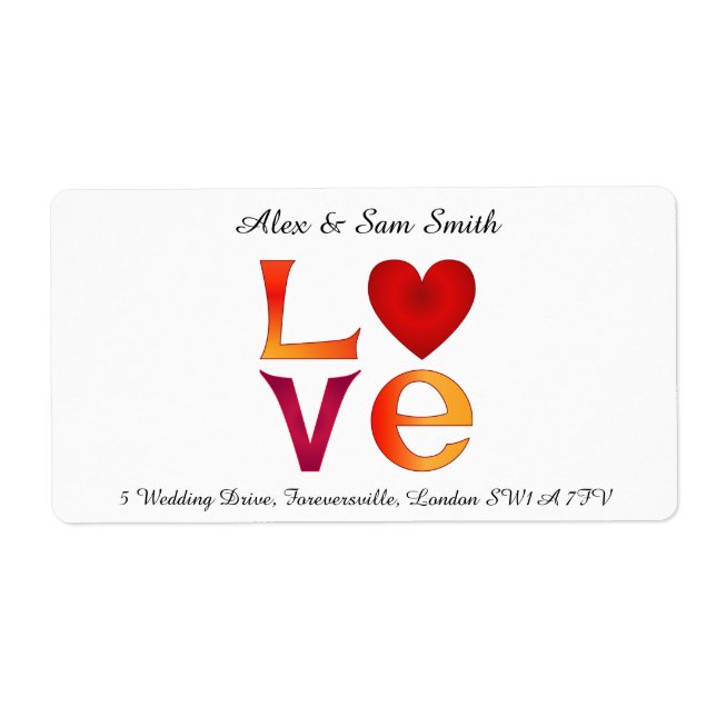 Custom LOVE Square Lettering Red & Yellow Address (Front)