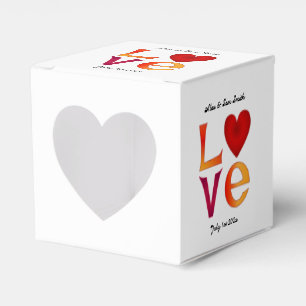 Custom LOVE Square Wedding Date Celebration Date Favor Box