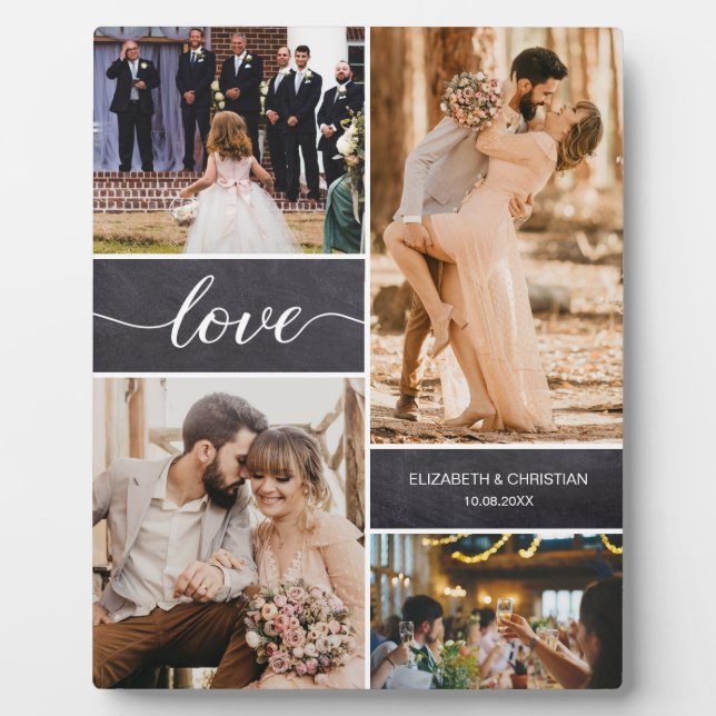 Custom Love Wedding Photos Collage Plaque (Front)