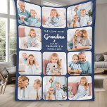 Custom Love You Grandma Modern Navy Blue 11 Photo Fleece Blanket<br><div class="desc">Introducing our customizable Photo Collage Blanket, a heartfelt and unique gift perfect for the special grandparents in your life. This beautifully designed blanket allows you to showcase 11 of your favourite photos, creating a modern, elegant, and simple collage that exudes warmth and love. Personalize this blanket with the endearing message...</div>