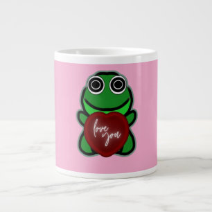 Custom Love You Kawaii Frog Heart Gift Large Coffee Mug