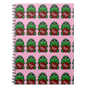 Custom Love You Kawaii Frog Heart Gift Notebook