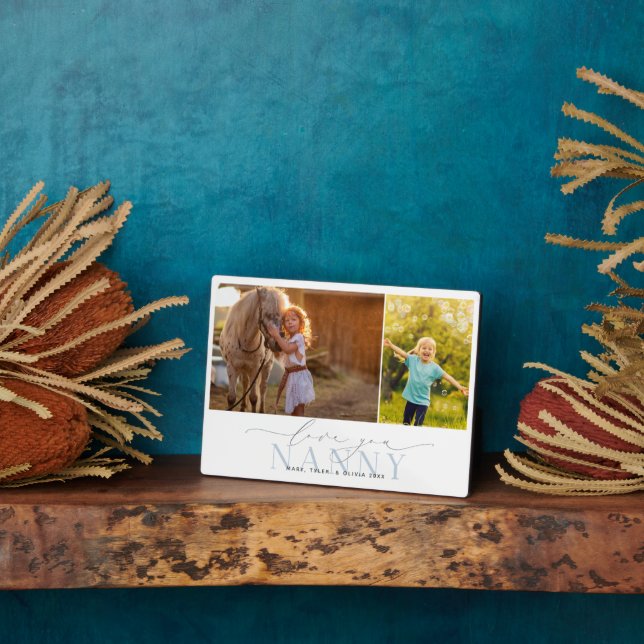 Custom Love You Nanny 2 Photo Collage Plaque (Side)