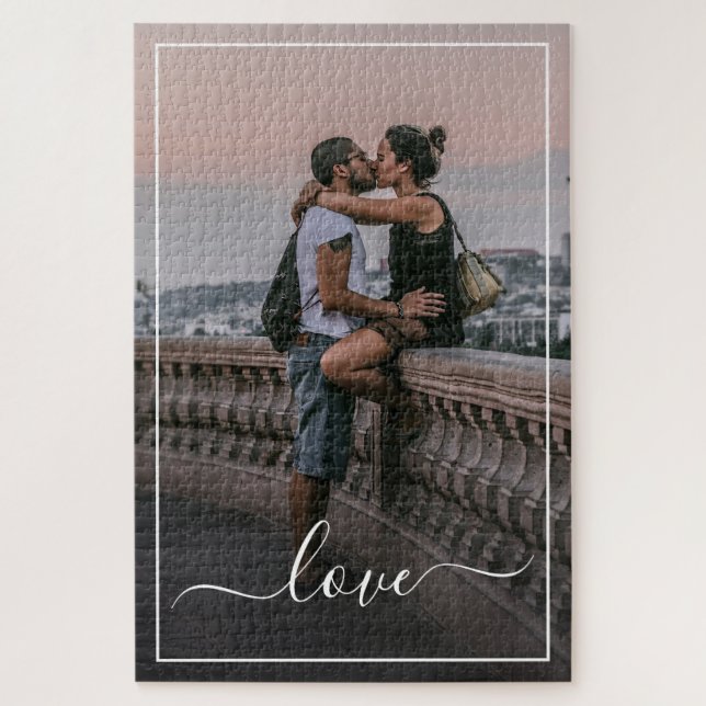 Custom Lovers Picture And Simple Love Quote Text Jigsaw Puzzle (Vertical)