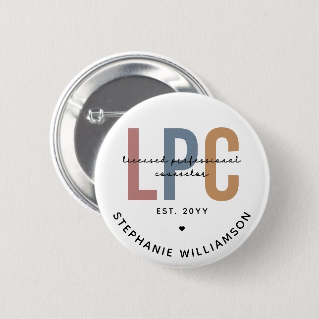 Custom LPC Licensed Professional Counsellor 2 Inch Round Button (Front & Back)