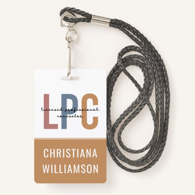 Custom LPC Licensed Professional Counsellor Badge (Front with Lanyard)