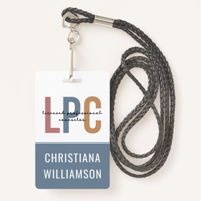 Custom LPC Licensed Professional Counsellor Badge (Front with Lanyard)