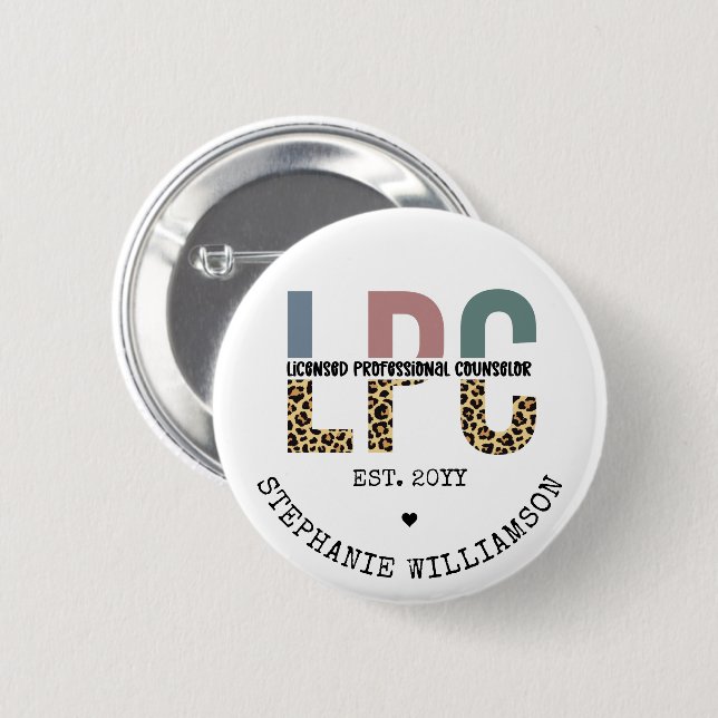 Custom LPC Licensed Professional Counsellor Gift 2 Inch Round Button (Front & Back)