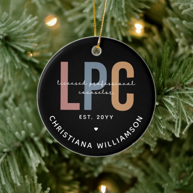 Custom LPC Licensed Professional Counsellor Gift Ceramic Ornament (Tree)