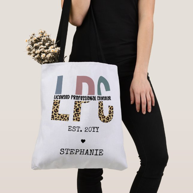 Custom LPC Licensed Professional Counsellor Gift Tote Bag (Close Up)